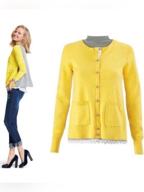 CAbi Sweaters - CAbi NEW Belle Layered Lace Cami / Button Down Cardigan Sweater Sz M
